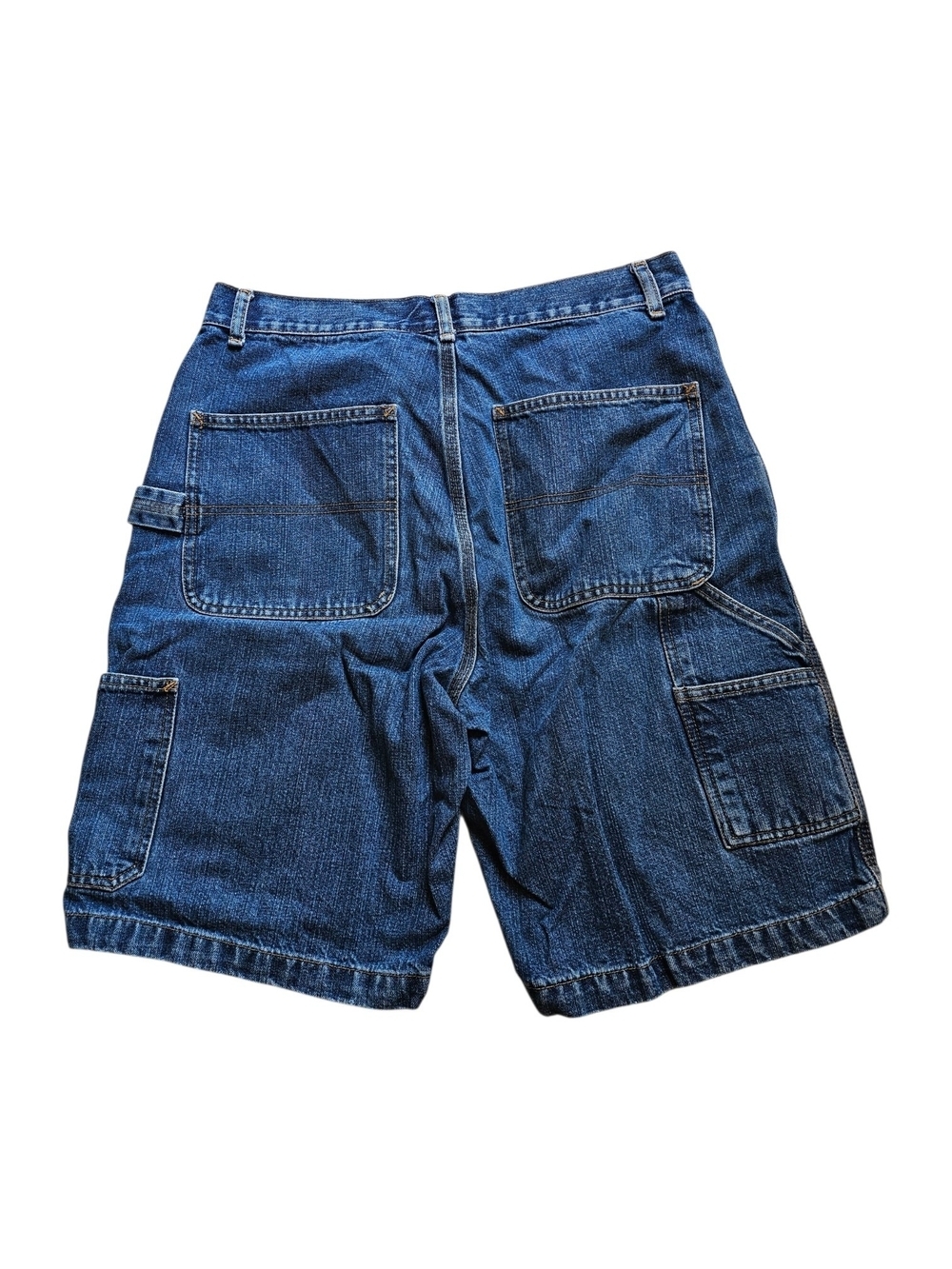 Vintage Y2k Route 66 Dark Blue Denim Carpenter Shorts - Picture 2 of 4
